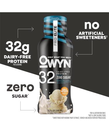 OWYN Only What You Need Pro Elite Vegan Plant Based High Protein Shake Vanilla 12 Pack 32g Protein Amino Acids Prebiotics Omega-3 Workout and Recovery 0g Net Carbs Zero Sugar Keto 12 Fl Oz (Pack of 12) - Buy Online on GoSupps.com