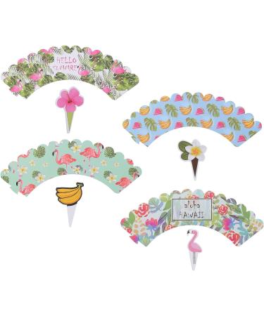jojofuny 3 Sets Cake Surrounding Cards Hawaiian Cupcake Paper Beach Wrapping Paper Tropical Cupcake Hawaiian Party Nativity Decor Flamingo Happy Birthday Cake Cupcake Cups Christmas Plug-in Assorted Colorx3pcs 8X5.2CMx3pcs - Buy Online on GoSupps.com