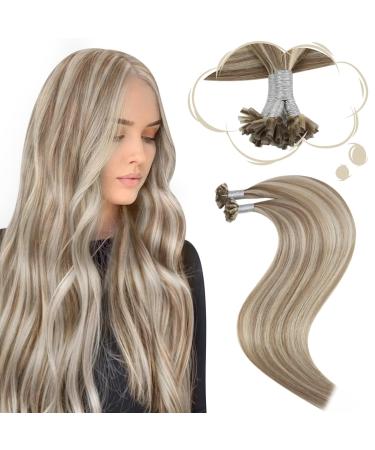 Moresoo U Tip Extensions Real Hair 45 cm hair extension Real hair Bondings #p9a/60 light brown with platinum blonde keratin bonding extensions real hair 50 pieces/50g invisible extensions 45cm 2.U-tip #p9a/60 - Buy Online on GoSupps.com