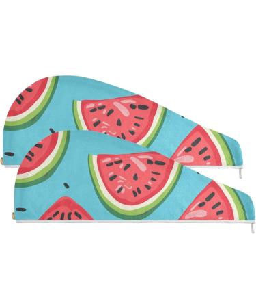 Watermelon Teal Hair Towel 2 Pack Super Absorbent Quick Dry Hair Turbans for Women & Girls | Perfect Hair Drying Solution - Buy Online on GoSupps.com