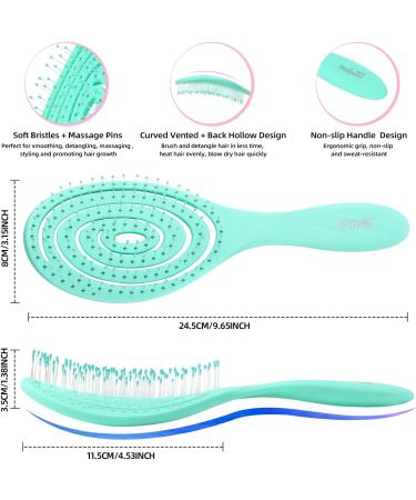 2 Pcs Bio-Friendly Detangling Brush Set for All Hair Types - Men, Women, Kids | Gentle Detangler for Wet & Dry Hair, Curly, Straight, Natural Hair - Glide Through Tangles with Ease - Buy Online on GoSupps.com