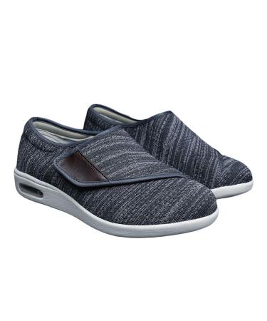 Men Wide Fit Memory Foam Diabetic Slippers Elderly Orthopaedic Easy Close Wide Fit Strap Memory Foam Shoes Edema Swollen Shoes for Edema Arthritis Fasciitis Swollen Feet ( Color : Dark grey Size
