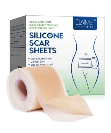 Silicone Scar Sheets (1.6 x 130 3.3M) Silicone Scar Tape Scar Strips Silicone Scar Sheets for Surgical Scars C-Section Surgery Scar Keloid Burn Acne (3.3M-130'')
