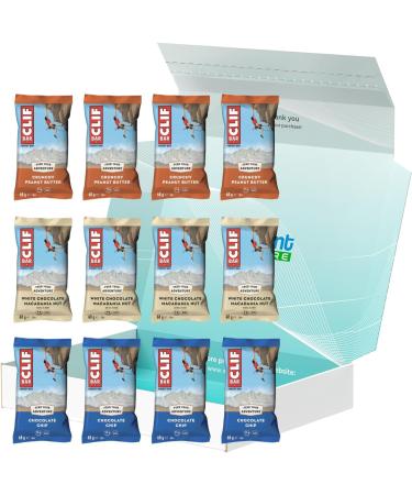 CLIF BAR Mixed Selection Box - Chocolate Chip, Peanut Butter, White Chocolate Macadamia - 12 Plant Based Bars - Buy Online on GoSupps.com