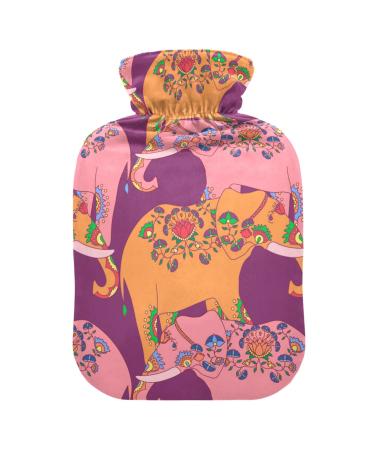Heat bottle with reference 1 L hard-wearing warm-up bag for handwheel warmer shoulder and neck pain cramps heating press and heat therapy pattern of Indian elephant with flower_24