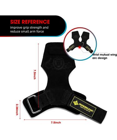 MANUEKLEAR Leather Weightlifting Wrist Straps - Black | Cushioned Wrist Loop for Deadlifts, Powerlifting, Heavy Shrugs | Men/Women - Buy Online on GoSupps.com