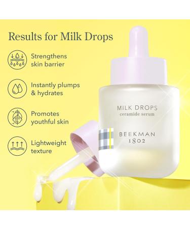 Beekman 1802 Milk Drops Ceramide Face Serum (0.95 oz) + Bloom Cream Daily Face Moisturizer (1.69 oz) - Good for Sensitive Skin - Cruelty Free - Buy Online on GoSupps.com