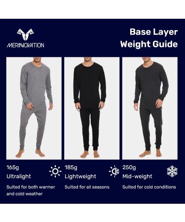 MERINNOVATION Merino Wool Base Layer Set for Men 100% Merino Wool