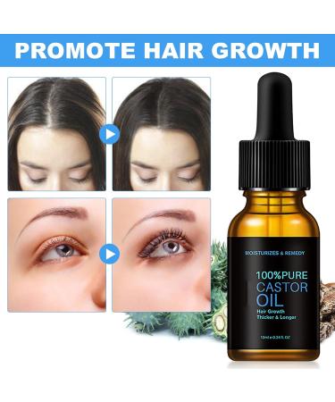  FOCUSUN Castor Oil Hair Care & Eyelash & Eyebrow Growth 2 Pieces 10ml (2er Pack) Unisex Fragrance Free for Dry Hair - Buy Online on GoSupps.com