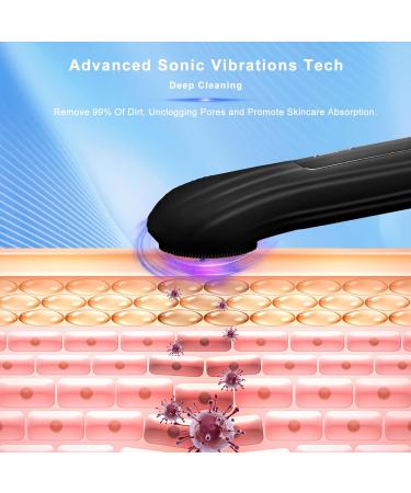 Silicone Face Scrubber Exfoliator | Waterproof Rechargeable Facial Cleaner for Deep Cleansing & Massage - Ideal for Men & Women (Black - Buy Online on GoSupps.com