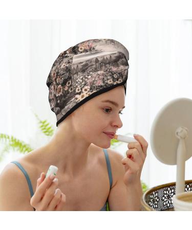 Watercolor Iron Tower Microfiber Hair Towel - Super Absorbent Quick Dry Hair Turban for Curly Long & Thick Hair - Ideal Drying Bonnet Cap for Women Girls & Kids - Buy Online on GoSupps.com