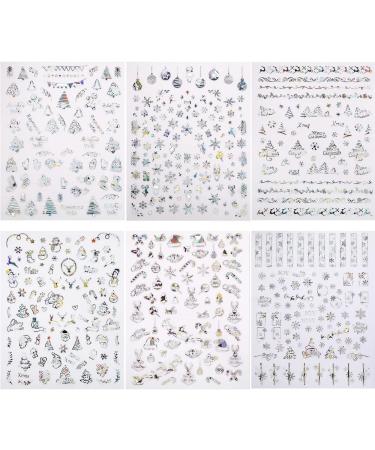 Christmas Nail Sticker - 8 Sheets 3D Christmas Nail Art Decals Laser Silver Self-Adhesive Santa Claus Deer Snowflakes Snowmen Xmas Nail Sticker for Women Girls Nail Design Manicure Decorations - Buy Online on GoSupps.com
