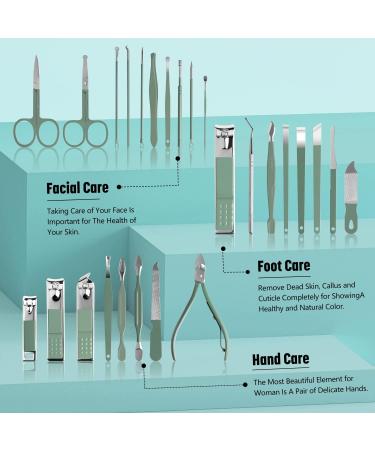Manicure Set Pedicure Kit Professional Manicure Kit Pedicure Set 26-Piece Stainless Steel Nail Clipper Set Nail Care Kit for Men Women - Green - Buy Online on GoSupps.com