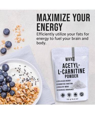 WHYZ Acetyl L-Carnitine Powder 125g | Pure ALCAR for Cognitive Support | Cardiovascular Health & Stamina | 250 Servings - Buy Online on GoSupps.com