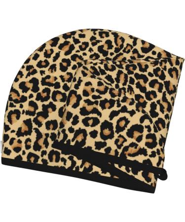 Leopard Print Microfiber Hair Towel | Super Absorbent Quick Dry Wrap for Long Curly & Thick Hair - Coral Velvet - Buy Online on GoSupps.com