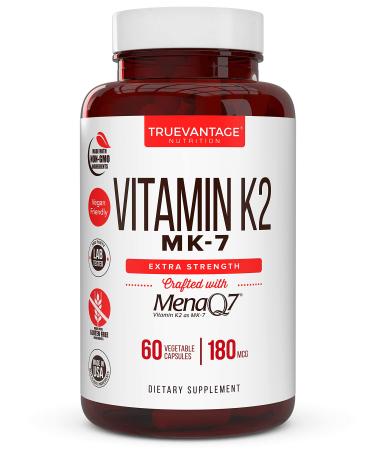 Vitamin k2 MK-7 Supplement 180mcg -Vitamin K2 Supports Bone & Heart Health for Cardiovascular Calcium Absorption from Arteries- 60 Easy to Swallow Vegetable caps of MenaQ7 K2 MK7