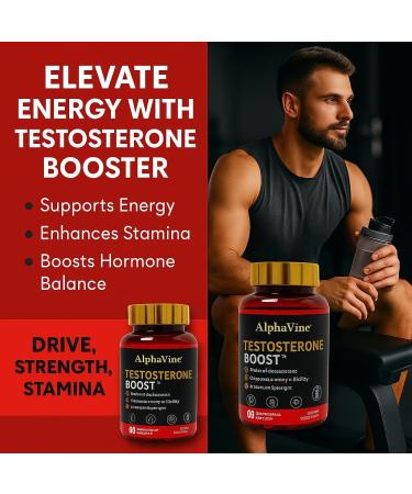 ALPHAVINE Testosterone Booster for Men Horny Goat Weed Tongkat Ali and Saw Palmetto 60 Capsules - Buy Online on GoSupps.com