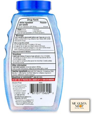 Equate Extra Strength Smooth Chews Antacid Tablets Assorted Fruit 140 Count + Me Gustas Sticker - Buy Online on GoSupps.com