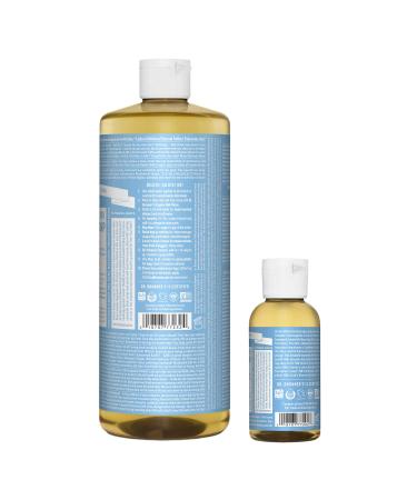 Dr. Bronner's Pure-Castile Baby Unscented Liquid Soap Bundle - 32 oz. + 2 oz. Travel Bottle - Buy Online on GoSupps.com