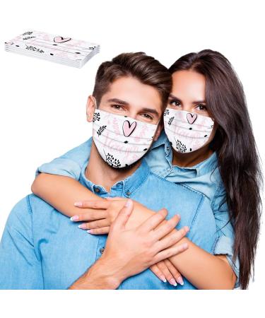 10/50PCS Valentines Day Disposable_Face_Masks Floral Designs for Adults 3 Layer Covers with Nose Wire for Women Men 008-50PCS - Buy Online on GoSupps.com
