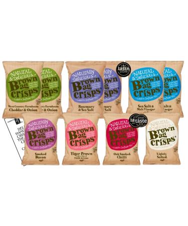 Brown Bag Crisps & Essential 4 You 10 Assorted 40g Crisps multipack such as Cheese and Onion Crisps Salt and Vinegar Crisps Prawn Cocktail Crisps. The perfect gluten free snacks & Vegan for you! - Buy Online on GoSupps.com