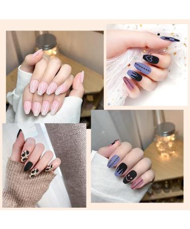 72 Short Coffin False Nails Set - Full Cover Press On Tips in Pink, Green, and Black - Acrylic Stick On Short Nails for Women and Girls - Buy Online on GoSupps.com