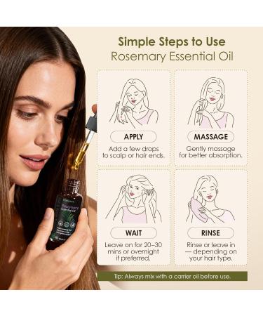 Gzarcwv Rosemary Essential Oil 60ml | Scalp Care & Hair Nourishing Oil | Plant-Based Formula for Stronger-Looking, Smoother Hair | Daily Scalp Massage & Hair Care - Buy Online on GoSupps.com