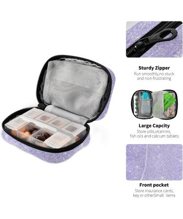Xigua Shiny Glitter Lavender 8-Compartment Pill Case | Portable 7-Day Vitamin & Supplement Organizer for International Shipping - Buy Online on GoSupps.com