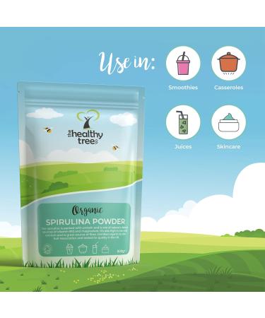 Certified Organic Spirulina Powder (500g) for Vegan Juices & Smoothies - High in Vitamin B12, Magnesium, Protein, Iron, & Calcium - by TheHealthyTree Company - Buy Online on GoSupps.com