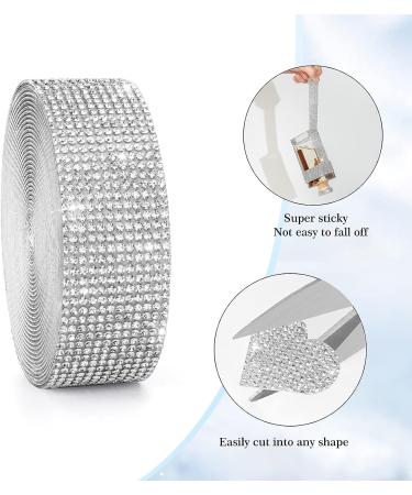 3 Rolls 9 Yards Self Adhesive Crystal Rhinestone Diamond Ribbon - Bling Sticker Wrap Roll DIY Crafts Arts - Silver Rhinestone Strips Tape for Car Phone Decoration - Buy Online on GoSupps.com