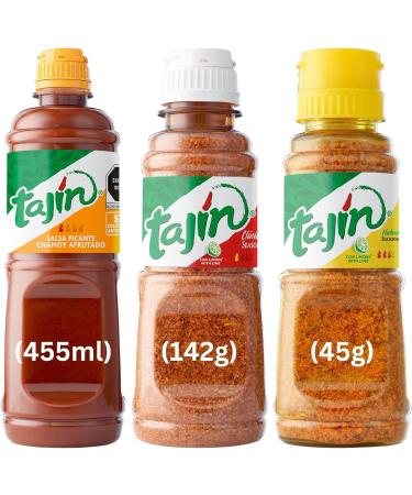 Tajin Seasoning Bundle -Tajin Clasico with Lime 142g Tajin Habanero with Lime 45g and Tajin Chamoy Sauce 455ml (Pack of 3)