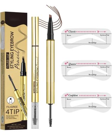  Hogvinnatil Eyebrow Pencil - Waterproof 4-Tip Eyebrow Gel Makeup Pen | Smear-Proof Beauty Accessories Makeup for Women Girls and Men | Professional Sports Fitness Studio Photo - Buy Online on GoSupps.com