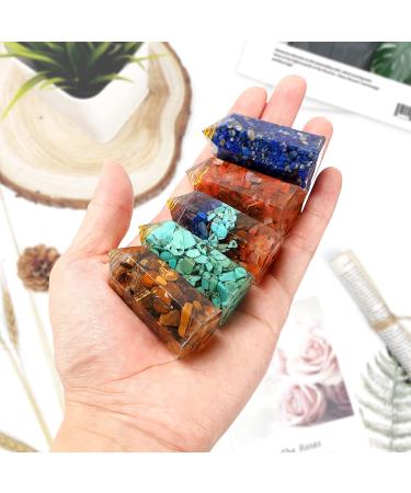 Orgonite Healing Crystal Wand Set with Tiger Eye, Lapis Lazuli, 7 Chakra Stones, Turquoise, Red Agate - Meditation Wiccan Gifts - Buy Online on GoSupps.com