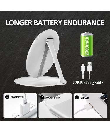 SHEGINEL Lighted Makeup Mirror with USB Rechargeable, 80 LED, 2000 mAh Battery, Portable Vanity Mirror for Travel - Adjustable Angle & Height (7.87 Inch) - Buy Online on GoSupps.com