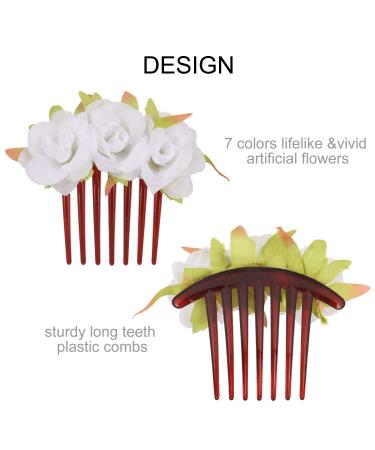 7 Pack Fake Rose Flower Hair Combs Hairpins for Women - Bridal Wedding Beach Party Hair Accessories - Buy Online on GoSupps.com