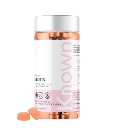 Biotin Gummies 10 000 mcg Watermelon Flavoured by Known Nutrition | for Hair Skin and Metabolism | Watermelon Flavour | 60 Two-a-Day Vitamin Gummies | 10 000 g of Biotin per Serving (Pack of 1)