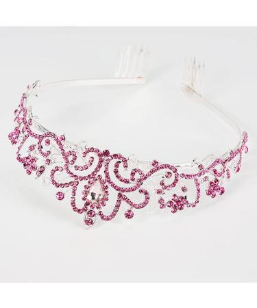Makone Pink Crystal Crowns & Tiaras for Girls & Women - Perfect for Birthdays, Weddings & Parties - Buy Online on GoSupps.com