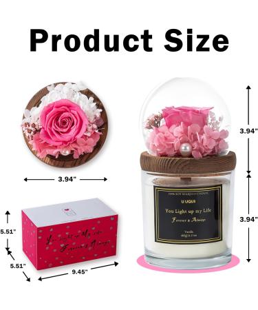 Vanilla Scented Candles Gift Set for Women - Aromatherapy 14oz Soy Candles with Pink Preserved Rose - Perfect Christmas & Birthday Gifts for Moms - Buy Online on GoSupps.com