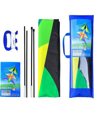 Laruita Delta Kite for Kids & Adults - Easy-to-Fly Beginner Kite with 300ft String - Green - Buy Online on GoSupps.com