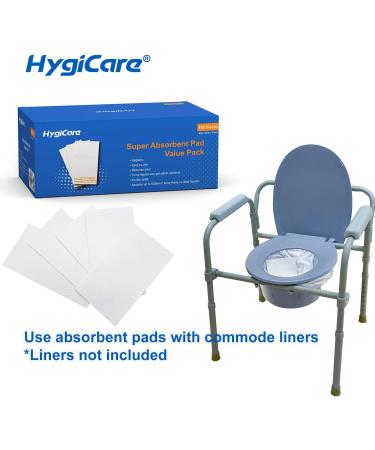 HygiCare Super Absorbent Pads Value Pack - 100 Count - Medical Grade for Portable Toilets, Commode Chairs, Bedpans - Turns Body Fluids into Gel, Reduces Odor - Ideal for Camping - Buy Online on GoSupps.com