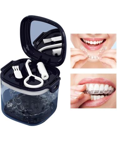 Anulely Mundsichtui Hierarchical Hohlzahn Aligner Etui | Transparent Orthodontic Box with Mirror Brush & Sapphire Blue Design - Food Quality Prosthesis Case - Buy Online on GoSupps.com
