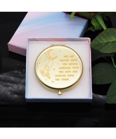 Muminglong Little Bear Inspirational Makeup Mirror - Braver Than You Believe (Gold) - Buy Online on GoSupps.com