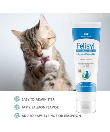 L-Lysine Gel for Cats - Immune Support Supplement - Salmon Flavor - Healthy Tissue & Vision - 5 oz - Made in the USA - Buy Online on GoSupps.com
