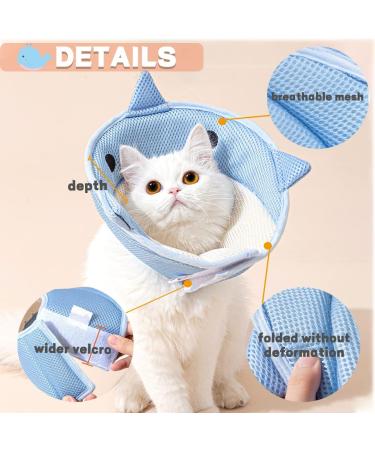 Adjustable Hubin Fleece Cat Collar - Post-Surgery Protective Halskrause for Cats Kittens & Puppies (Blue Shark M: 2.5-5kg) - Buy Online on GoSupps.com