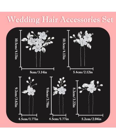 Bridal Hair Accessories Wedding Hair Accessories For Women Bridal Hair Pins Bridesmaid Hair Accessories Flower Bridal Hair Clips U-Shaped Wedding Hair Clips For Women Girls(Silver) - Buy Online on GoSupps.com