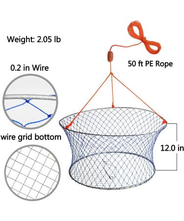 Palmyth Two Ring Crab Net Kit Wire Grid Bottom, Harness, and Bait Clip - 24x20x12 - Buy Online on GoSupps.com