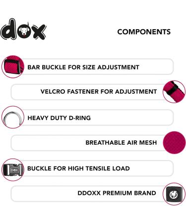 DDOXX Air Mesh Step-In Dog Harness - Adjustable Pink Puppy Harness for All Sizes - Small (45-63 cm) - International Shipping Available - Buy Online on GoSupps.com