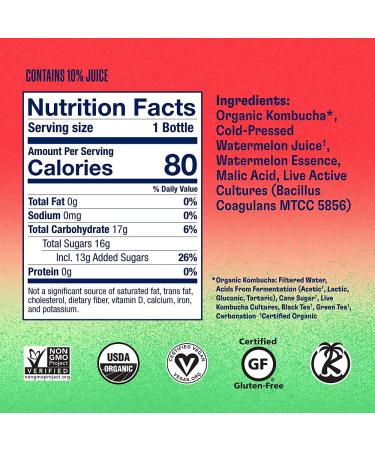 Health-Ade Watermelon Kombucha Tea - Organic Fermented Drink with Probiotics - Gut Health Support - Non-GMO, Vegan, Gluten-Free - 12 Pack (16 Fl Oz Bottles) - Buy Online on GoSupps.com