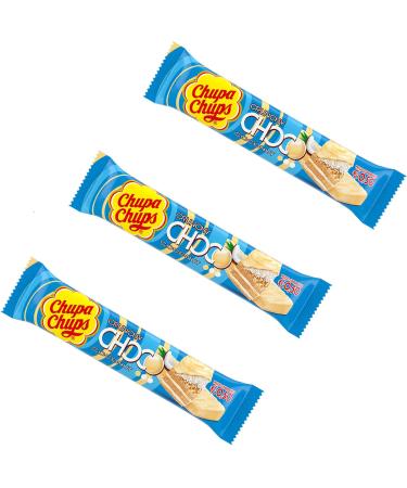 Perfetti Van Melle WAFER CHUPA CHUPS CHOCO CRUNCHY COCONUT Lot of 40 white chocolate bars 27G