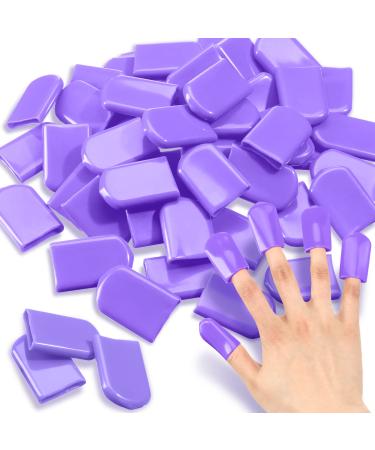 50 Pcs Tanning Finger Tips UV Protection Nail Protector Nail Polish Protector for Fingers PVC Nail Covers Gel Nail Remover Caps Finger Sleeves for Tanning Beds UV Rays (Purple)
